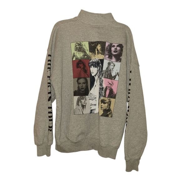 Taylor Swift Eras Tour Grey Quarter Zip Sweatshirt Med - Picture 1 of 5